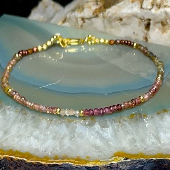 Umbra  Sapphire and Gold Fill Dainty Bracelet - Picture 7 of 9